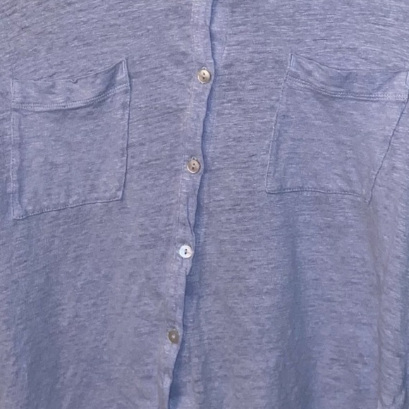 Women's Tahari Light Blue 100% Linen Button Down Collared Shirt - Picture 4 of 10